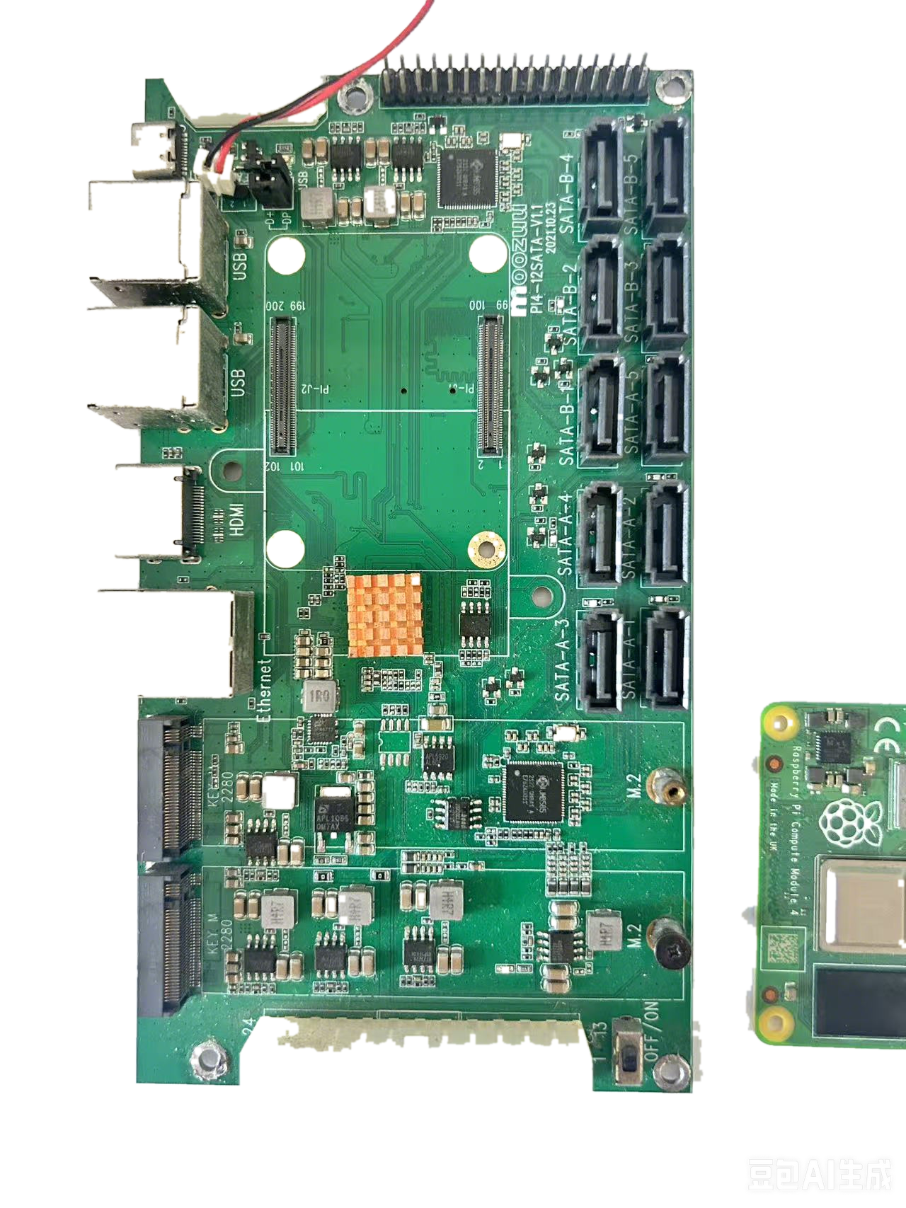 CM4 SATA Vault 12 top side without CM4